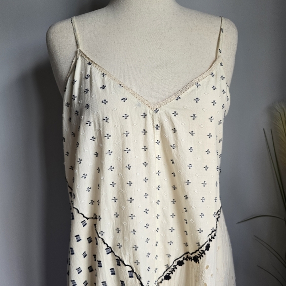 Zara New Ivory & Black Embroidred Eyelet Textured Patchwork Midi Dress SZ XXL - Picture 3 of 15